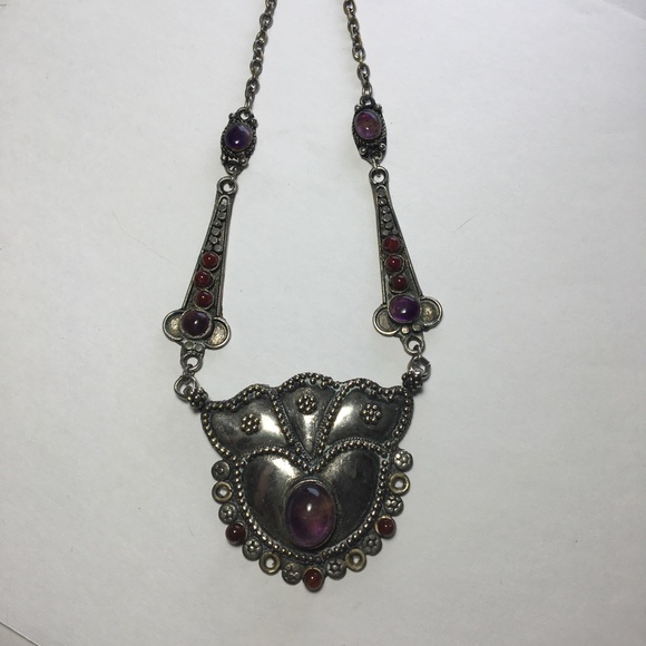 SOLD!-Antique amethyst and garnet necklace-dramatic - Picture 4 of 6